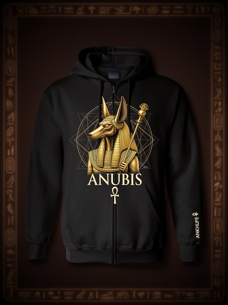 Anubis Zip-Up Hoodie — 9 Ether Ancestral Wear ☥