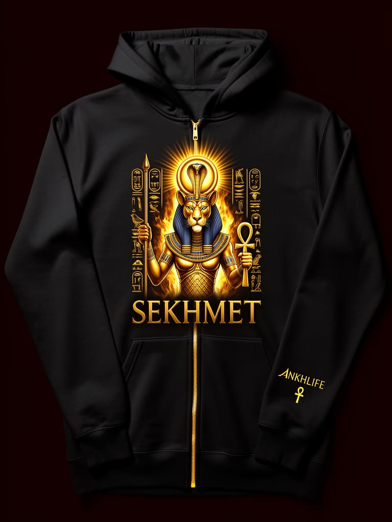 Sekhmet Zip-Up Hoodie — 9 Ether Ancestral Wear ☥