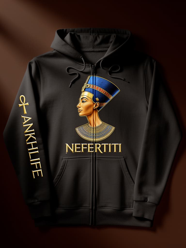Nefertiti Zip-Up Hoodie — 9 Ether Ancestral Wear ☥