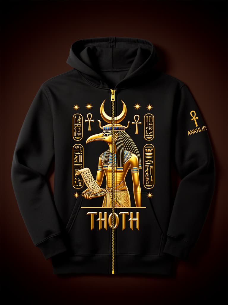 Thoth Zip-Up Hoodie — 9 Ether Ancestral Wear ☥