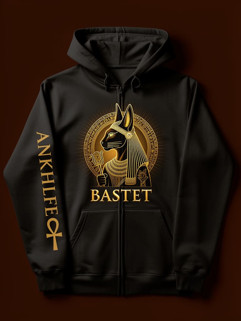 Bastet Zip-Up Hoodie — 9 Ether Ancestral Wear ☥